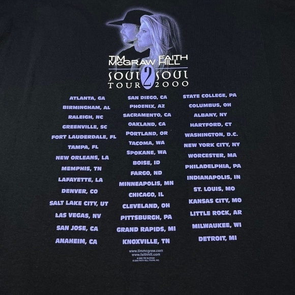 NWOT Vintage Faith Hill Tim McGraw Soul2Soul 2000 Tour Single Stitch Tee XL - Picture 6 of 8
